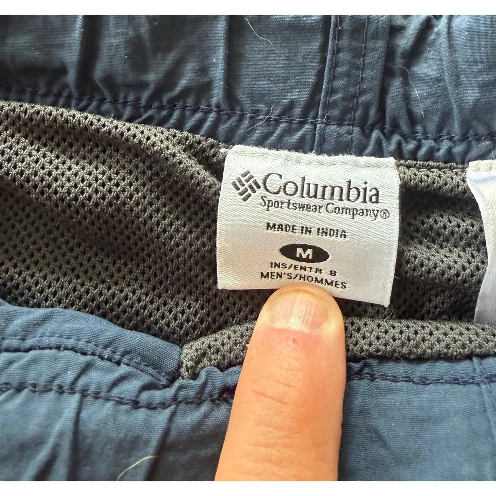 Columbia Mens Navy Blue Nylon Belted Mesh Lined Hiking Swim Shorts AM4449 Size M